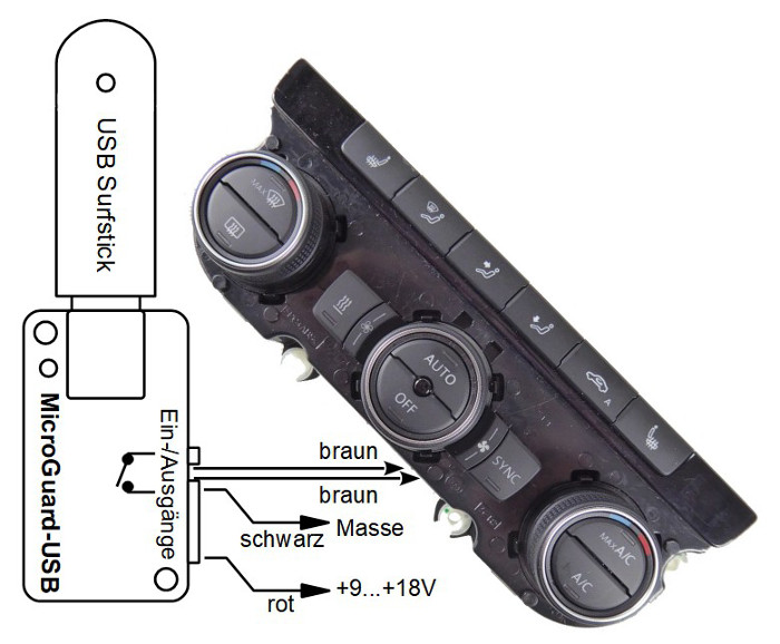 MicroGuard-USB Fernbedienung fï¿½r Standheizung VW Passat B8 1K8 907 044C